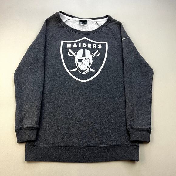 Nike Las Vegas Raiders Sweatshirt Womens XS Gray NFL Oakland Team Crew Pullover - Picture 1 of 11